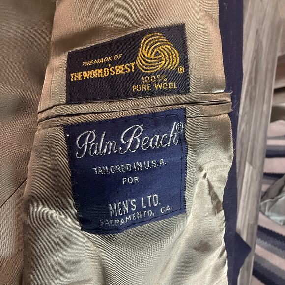 Palm Beach Navy Gold Button Wool Blazer Men’s Sport Coat Tailored in USA - Picture 5 of 6